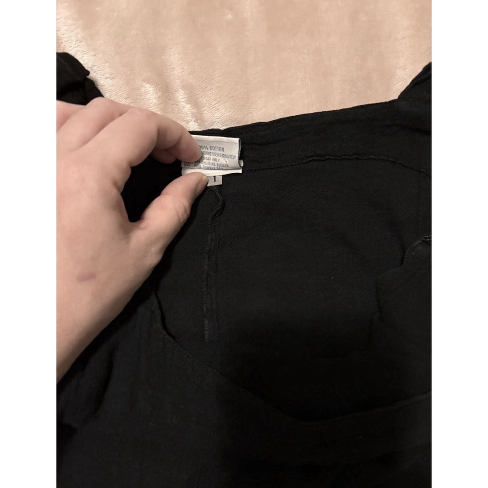Oh My Gauze Black Midi Dress S/M Smocked Straps Breathable Cotton Coastal Artsy - Picture 4 of 6